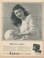 1947 Ansco Film Vollleyball Player Woman Watch Shoot Her Quick Vtg Print Ad L31 picture