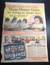 1937 “Those Dionne Quins are Thriving on Quaker Oats” cereal print ad 21.5x15” picture