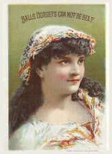Antique Balls Corsets CANNOT BE BEAT - VICTORIAN TRADE CARD Greenfield, Ohio picture