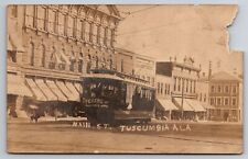 Main Street Tuscumbia Alabama Trolley Theatre Coca Cola Dog 1907 Real Photo RPPC picture