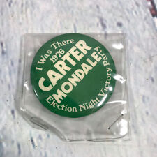 Vtg 1976 Carter Mondale Political Campaign Pinback Button Victory Party Green picture