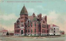 c1908 Cheyenne Wyoming Carnegie Library & High School Edward H Mitchell Postcard picture