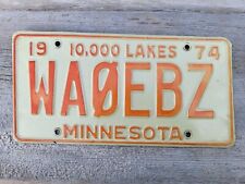 1974 Minnesota Amateur Ham Radio License Plate WA0EBZ picture