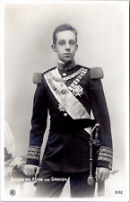 Alfonso XIII, Alfonso XIII, King of Spain Vintage Silver Print on Postcard pa picture