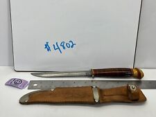 Vintage Finnish Leather Handle Fixed Blade Knife with Sheath - Made in Finland picture
