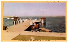 Watch Hill Rhode Island RI Little Narragansett Bay Dock Boats Postcard 1949 picture
