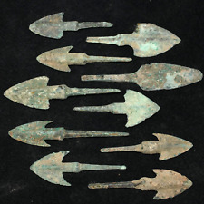 Genuine 10 Ancient Near Eastern Luristan Bronze Arrowheads Circa 1200 - 800 BC picture