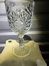 VTG Star Burst Design Ribbed Stem Heavy Cut Glass 12 oz  Wine / Water Goblets picture