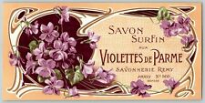 French c1910's Perfume Label Savon Surfin Aux Violettes de Parme Paris NOS VGC picture