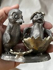 1985 Michael Ricker  signed - PEWTER TWO CHICKS IN EGG HEATHER & HEIDI picture