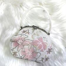 Vintage Luxury All-Bead Handbag With Pouch Flower Pattern And Mirror Included picture