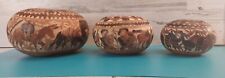 3 Hand Carved Gourd Peru Folk Art Story Telling  LLAMAS PEOPLE VTG 60s/70s picture