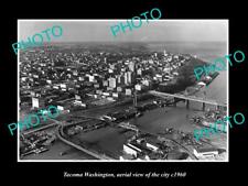 OLD 8x6 HISTORIC PHOTO OF TACOMA WASHINGTON AERIAL VIEW OF THE CITY c1960 picture