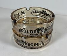 PAIR(2) OF VINTAGE GOLDEN NUGGET Casino LAS VEGAS ASHTRAYS Carnival Glass picture