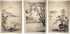 IMOTO TEKIHO Japanese woodblock prints lot of 3 tanned paper foxing spots picture