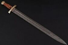 CUSTOM HANDMADE DAMASCUS STEEL TWIST PATTERN SWORD AND VIKING SWORD picture