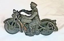 HUBLEY Motorcycle Patrol Police Cop Black Heavy Cast Iron Sculpture Figurine VGC picture