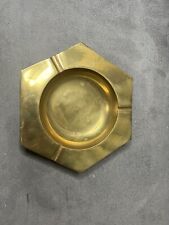 VTG Art Deco Solid Brass Hexagon Tabletop Ashtray Coin Trinket Dish Tray picture