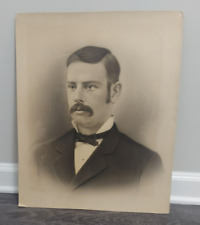 Antique Photo Business Man Wall Portrait Art CDV Like Enlarged Picture Mustache picture