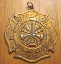 INTERNATIONAL ASSOCIATION OF FIRE ENGINEERS 1903 medal medallion department OLD picture
