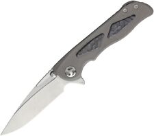 Real Steel Harrier Folding Knife Gray Titanium/CF Handle  CTS-204P Plain 9461 picture
