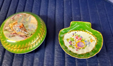 Limoges France Porcelain Lidded Trinket Dish Green Plus Tray by Fragonard picture