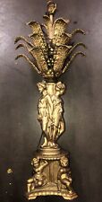 Antique Lamp Gold Fixture Statues Statuesque Women Bronze Like All White Metal picture