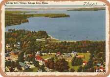 Metal Sign - Maine Postcard - Sebago Lake Village, Sebago Lake, Maine picture