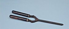 Vintage Hot Iron Curler Wood Handles Patina Squeeze Handle picture