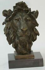 15 LBS Vintage Bronze Copper Sculpture lion Head Desktop Statue Figurine Figure picture