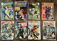 Lot of 8 Low Grade Reader Comics Dracula Ghostly Haunts Twilight Zone Men Of War picture
