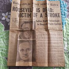 Original April 12 1945 Franklin Roosevelt Is Dead Joplin News Historic Newspaper picture