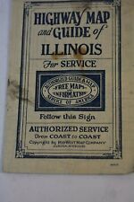 MID-WEST MAP COMPANY.Early HIGHWAY MAP and GUIDE of ILLINOIS circa 1928 folded picture