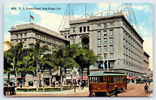 Vintage Postcard U. S. Grant Hotel San Diego Cal. Streetcar Trolley A8 picture