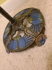 Heavy Ashtray Stand Cool VTG Bronze & Blue Cast Iron, Antique, Cigar Ash Tray picture