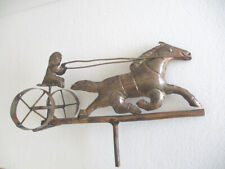VINTAGE OLD COPPER HORSE CART AND JOCKEY  WEATHER VANE picture