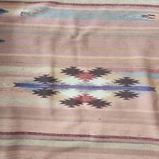 Vintage Southwestern Chimayo Banded Area Rug 90x63 Pastel Stripes Woven AS IS picture