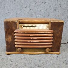 Fada Tube Radio Model 1001 Vintage AM Tabletop Swirly Wood RARE Tested Works picture