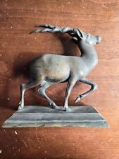 Antique School Of Jeypore Brass Antelope Early 1900s W/ Casting Error On Horn picture