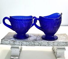 Pairpoint Creamer Sugar Cobalt Blue Hand Made Glass  Cape Cod picture
