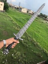 CUSTOM HANDMADE FORGED DAMASCUS STEEL HUNTING VIKING REAL SWORD  picture
