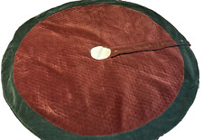 Pottery Barn Quilted Burgundy Red Velvet with Forest Green Trim Button Close 46
