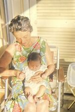 Vintage Photo Slide Woman Baby Grandmother Lighting Outside Sunshine picture