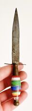 Vintage Handmade Custom Dagger Knife Made In Mexico Multicolor Stone Handle 7” picture