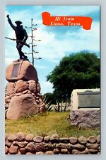 Llano TX, Greetings, World War I And II Memorial, Soldier Vintage Texas Postcard picture