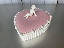 Vintage Heart Shaped Cupid Dish with Lid Trinket Box picture