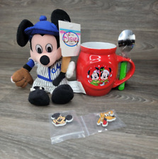Vtg Mickey Mouse Pins Baseball Plush Toy Collectors Mug Spoon Lot of 4 Disney picture