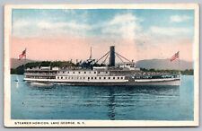 Steamer Horicon Lake George New York American Flags Ship Lakefront VNG Postcard picture