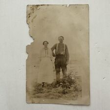 RPPC Real Photo Postcard - Husband and Wife   - Damaged picture