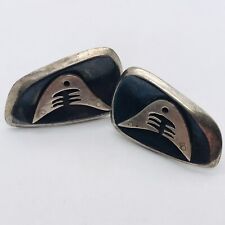 VINTAGE MEXICAN STERLING SILVER ALFREDA VILLASANA MODERNIST EARRINGS 11g 925 picture